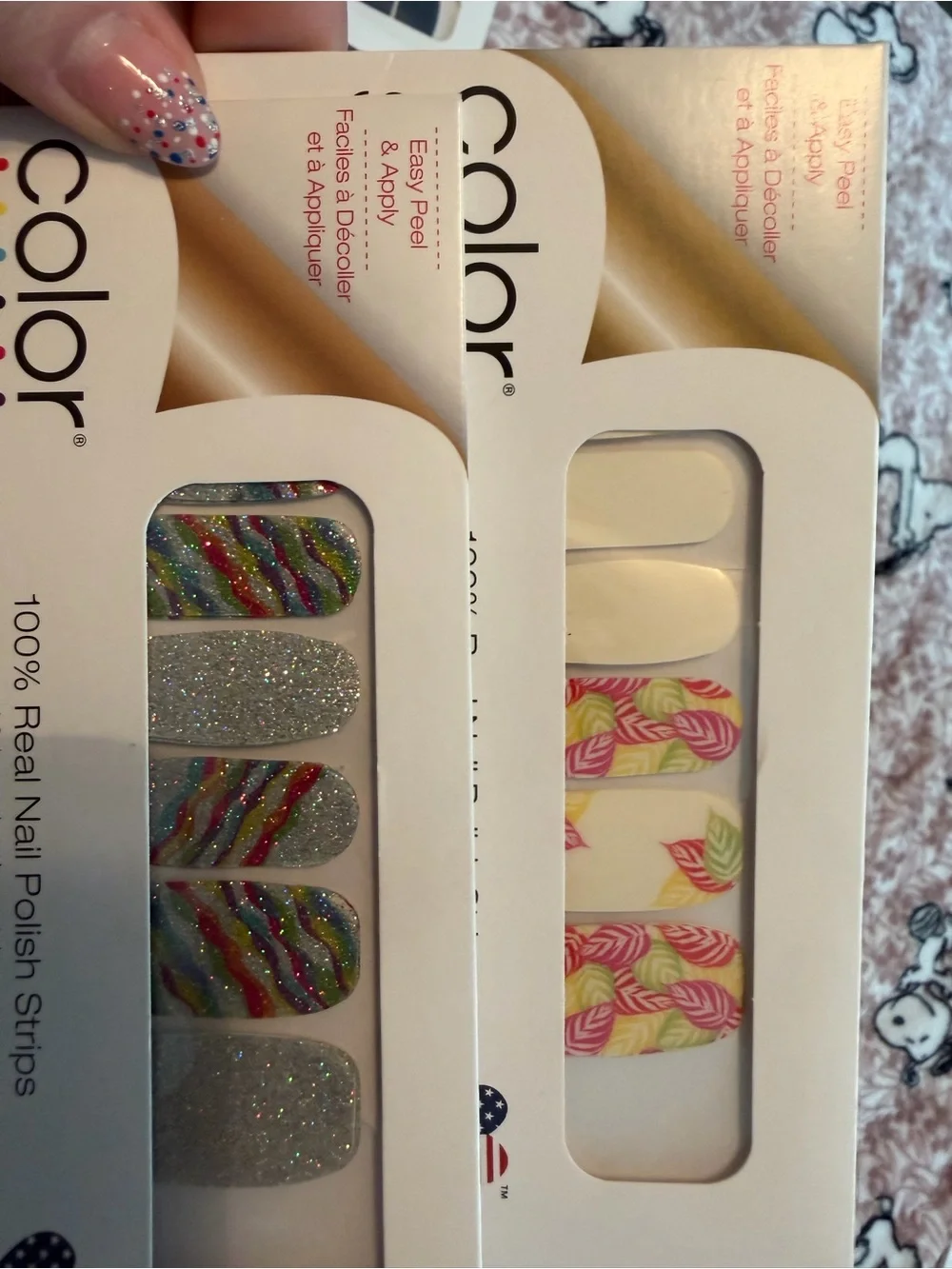 Color Street Glitter Pink, Teal & Black Nail Polish Strips